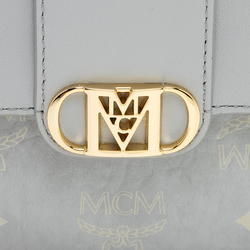 MCM Visetos Calfskin Logo Mode Travia Small Shoulder Bag (SHF-RlgqJi)