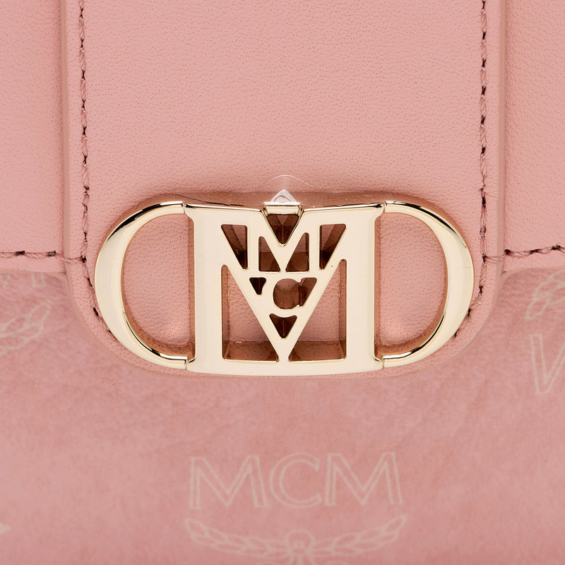 MCM Visetos Calfskin Logo Mode Travia Small Shoulder Bag (SHF-1H1gXO)