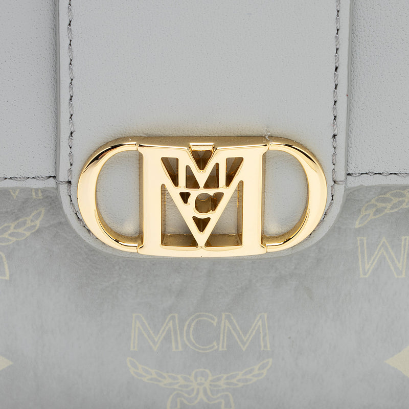 MCM Visetos Calfskin Logo Mode Travia Small Shoulder Bag (SHF-VNvUOS)