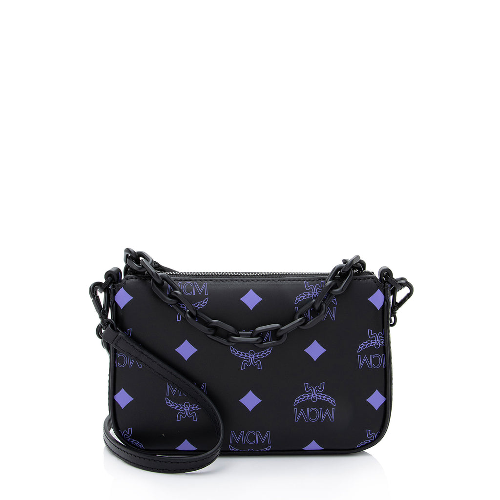 MCM Visetos Small Messenger Bag - Black Crossbody Bags, Handbags