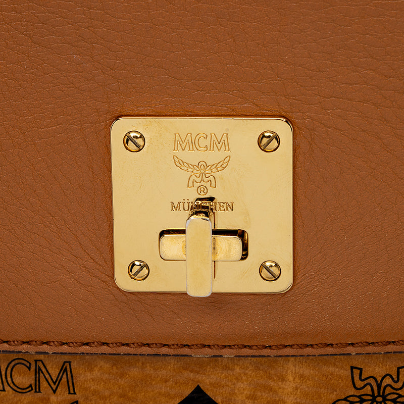 MCM Visetos Leather Top Handle Satchel (SHF-14498)