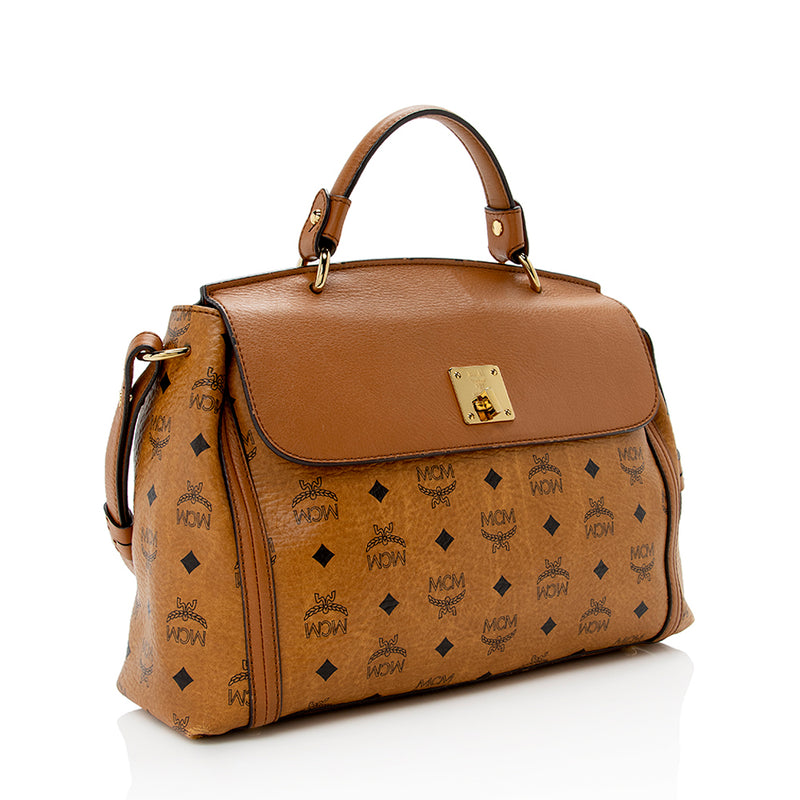 MCM Visetos Leather Top Handle Satchel (SHF-14498)