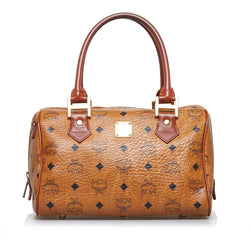 Mini Boston Bag in Visetos Cognac