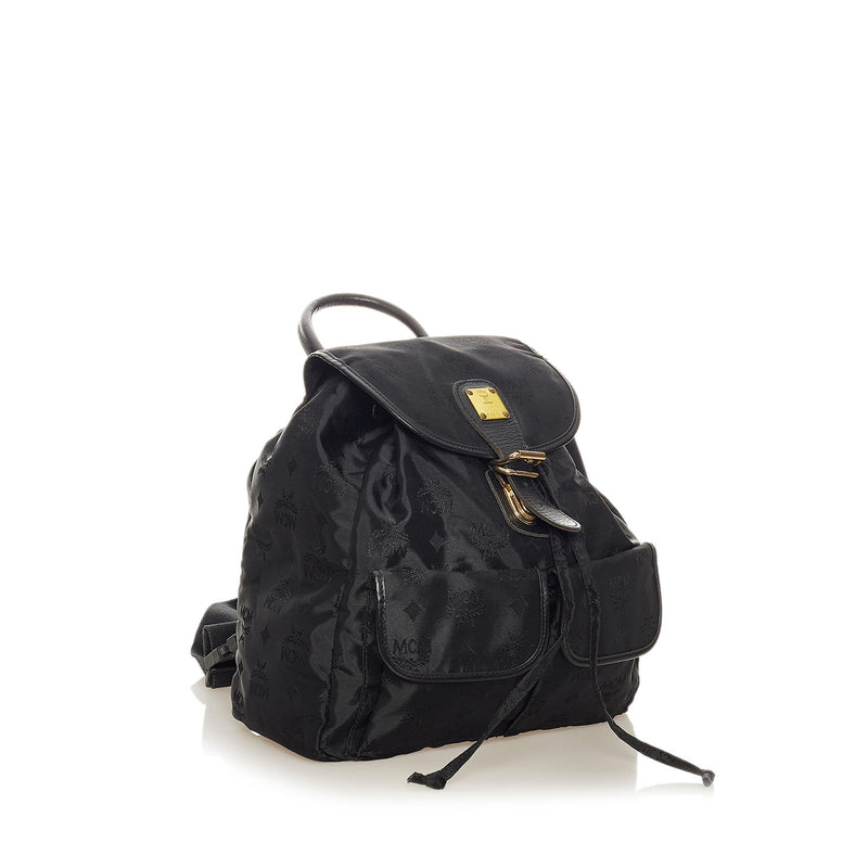 MCM Black Nylon and Leather Drawstring Backpack MCM
