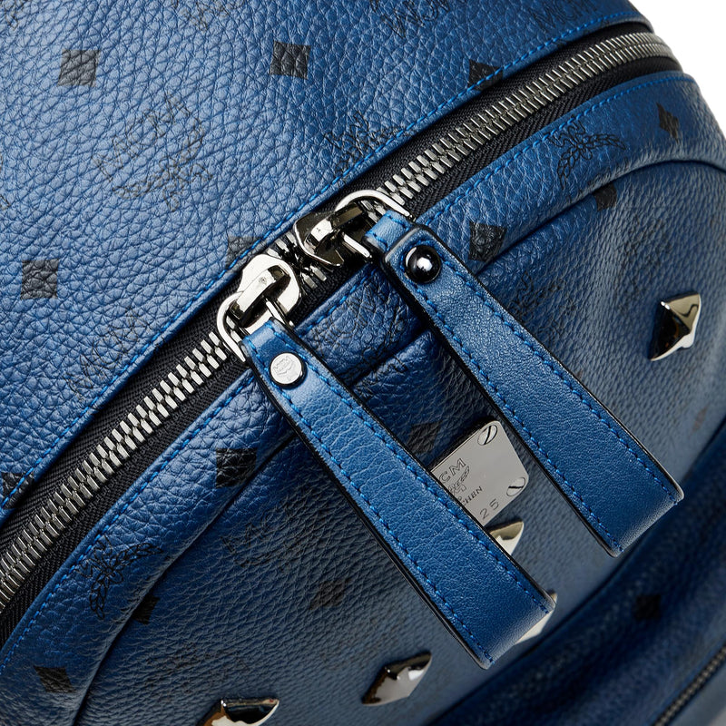 Pre-owned Mcm Leather Backpack In Blue