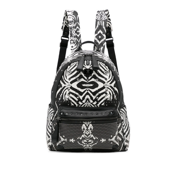 MCM Visetos Studded Zebra Print Backpack (SHG-DjcbWT)