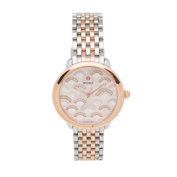 Michele Diamond Stainless Steel Rose Two-Tone Mosaic Serein 16 Watch - FINAL SALE (SHF-htdvMz)