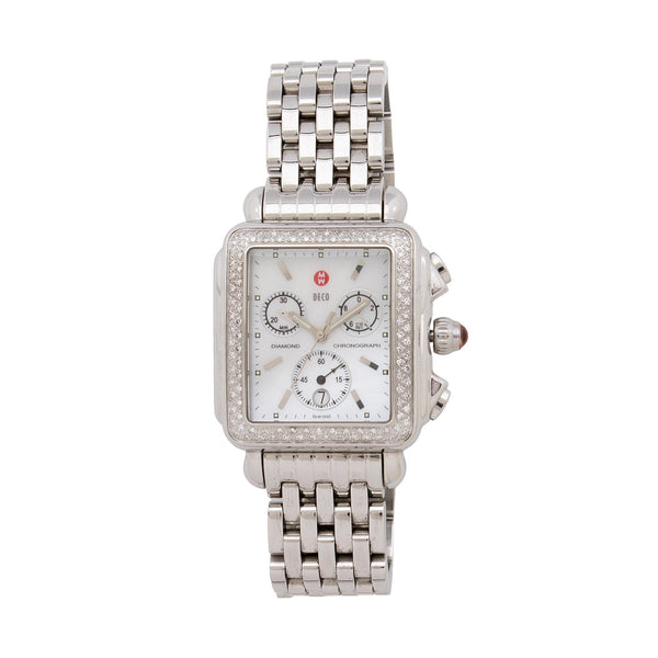 Michele Stainless Steel Diamond Deco Chronograph Watch (SHF-GxwCfd)