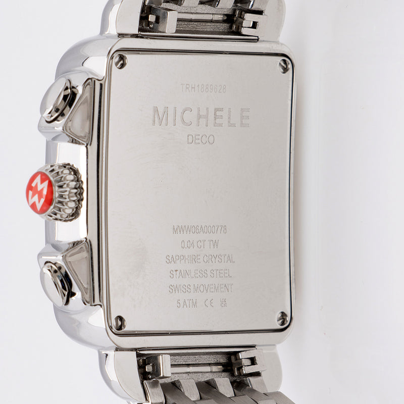 Michele Stainless Steel Diamond Deco Chronograph Watch SHF oweITC