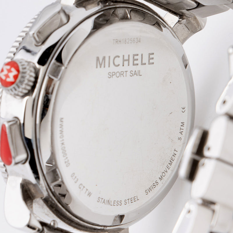 Michele Stainless Steel Diamond Sporty Sport Sail Watch SHF