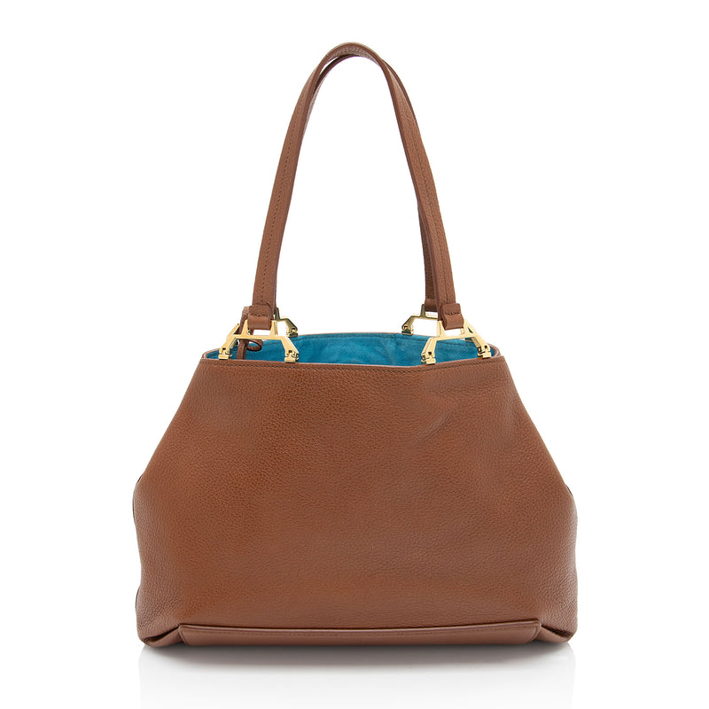 Miu Miu Leather Madras Tote (SHF-8NHEbG)