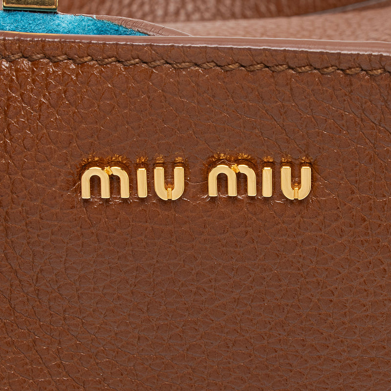 Miu Miu Leather Madras Tote (SHF-8NHEbG)