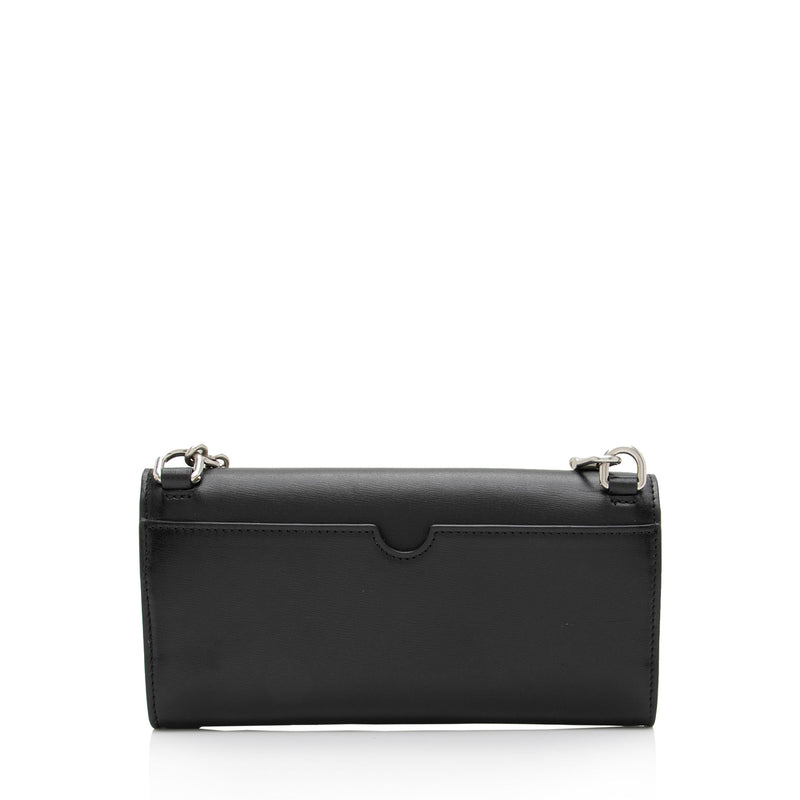 Jitney Leather Wallet On Chain in Black - Off White