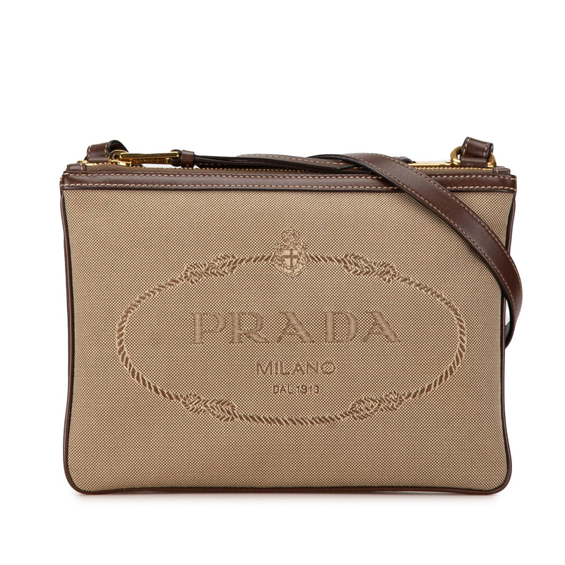 Prada Canapa Logo Double Zip Crossbody (SHG-BKcQQA)