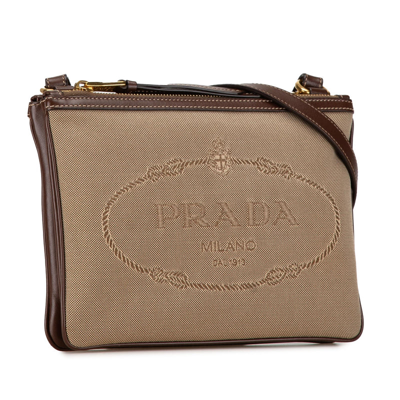 Prada Canapa Logo Double Zip Crossbody (SHG-BKcQQA)