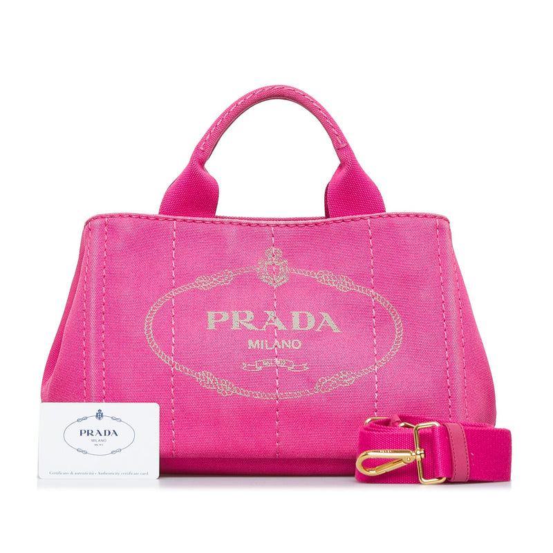 Prada Fabric Logo Printed Tote in Pink