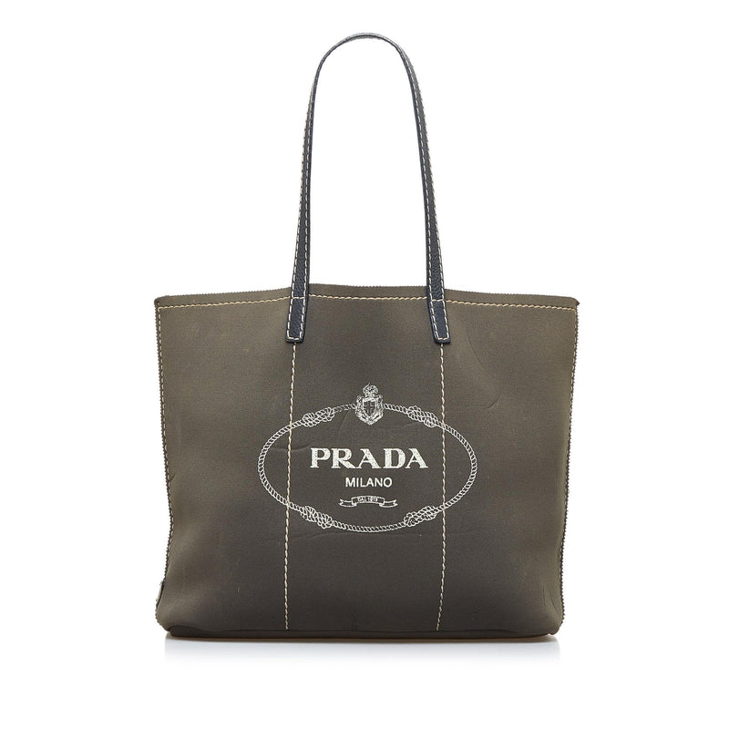 Pre-Owned Prada Canapa & Saffiano Cuir Medium Double Tote