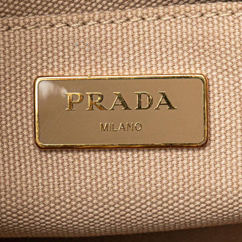 Prada Canapa Righe Logo Satchel (SHG-PdhwGp)