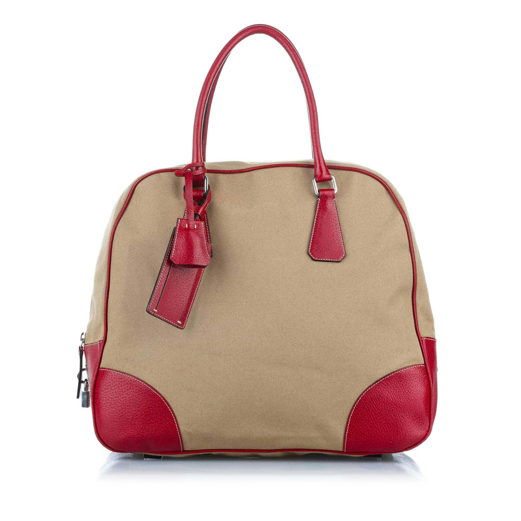 Prada Saffiano Leather Convertible Bowler Bag (SHF-8n5F4Y)