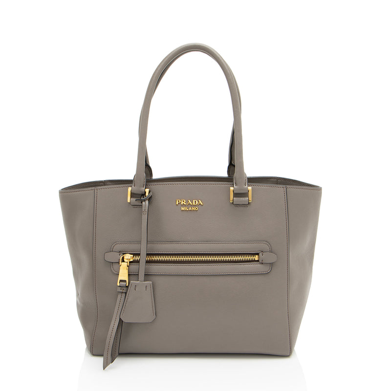 Prada Glace Calf Twin Pocket Tote (SHF-hyPjNV)