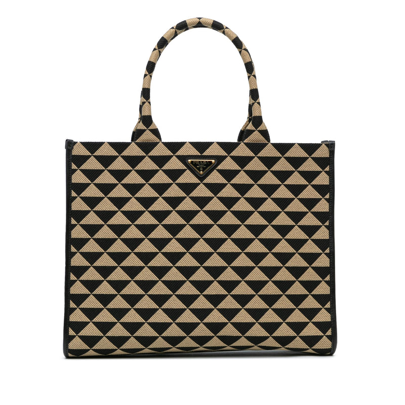 Prada Large Triangolo Jacquard Symbole Tote (SHG-1CIqb4)