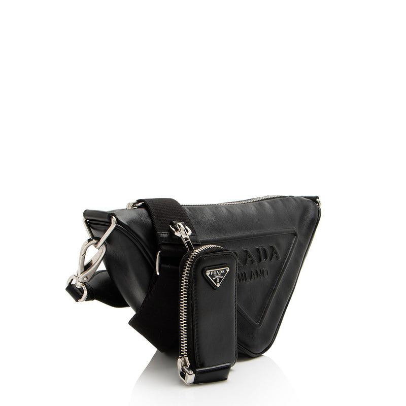 Prada Leather Triangle Logo Crossbody (SHF-WNdJcF)