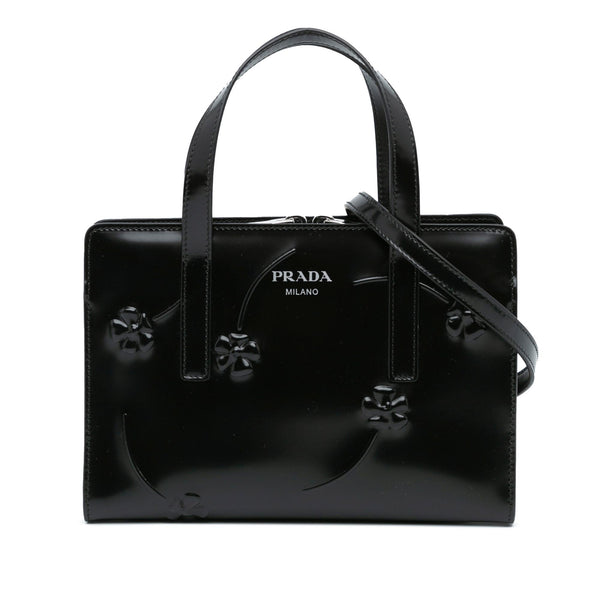 Prada Mini Spazzolato Floral Re Edition 1995 Double Handle Bag (SHG-MHc0Bf)