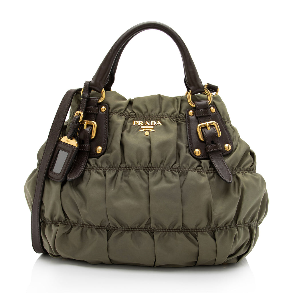 Prada Brown Leather Gauffre Shoulder Bag