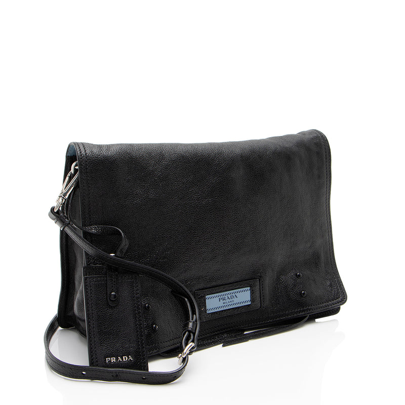 Prada Ombre Glace Calf Etiquette Flap Messenger (SHF-y4FMYP)