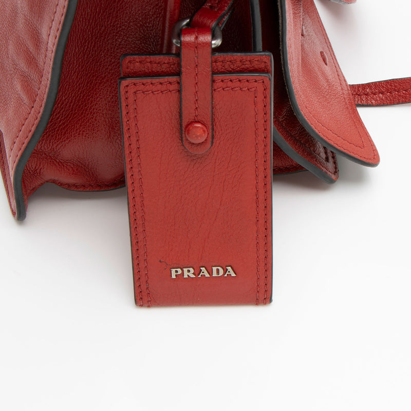 Prada Ombre Glace Calf Etiquette Flap Messenger (SHF-Eu3lr9)