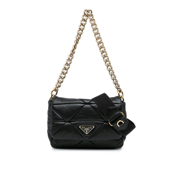 Prada Quilted Nappa Re-Nylon Triangle Patchwork System Flap Satchel (SHG-dKyZlX)