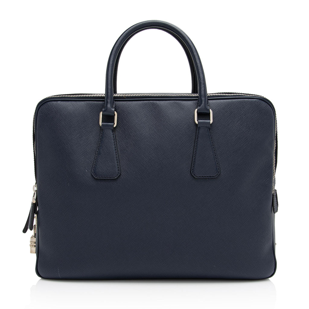 Prada Black Saffiano Leather Briefcase Laptop Bag Prada