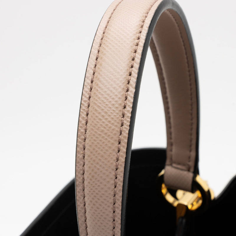 Prada Saffiano Cuir Panier Small Bucket Bag (SHF-F8BOWM) – LuxeDH