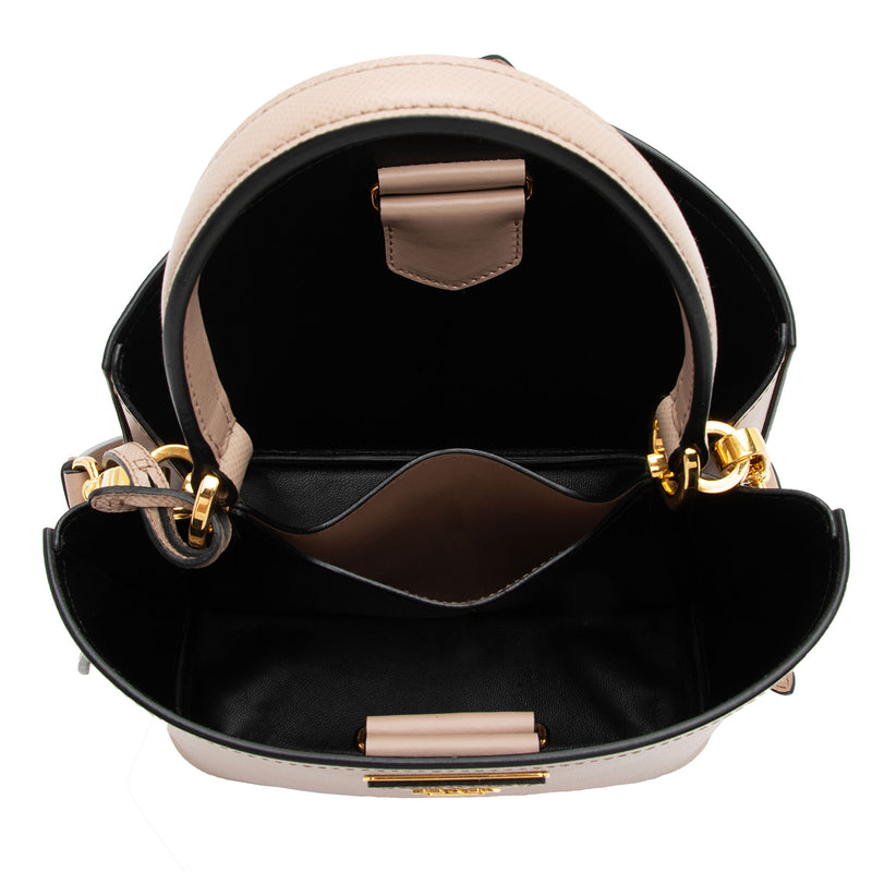 Prada Saffiano Cuir Panier Small Bucket Bag (SHF-F8BOWM) – LuxeDH
