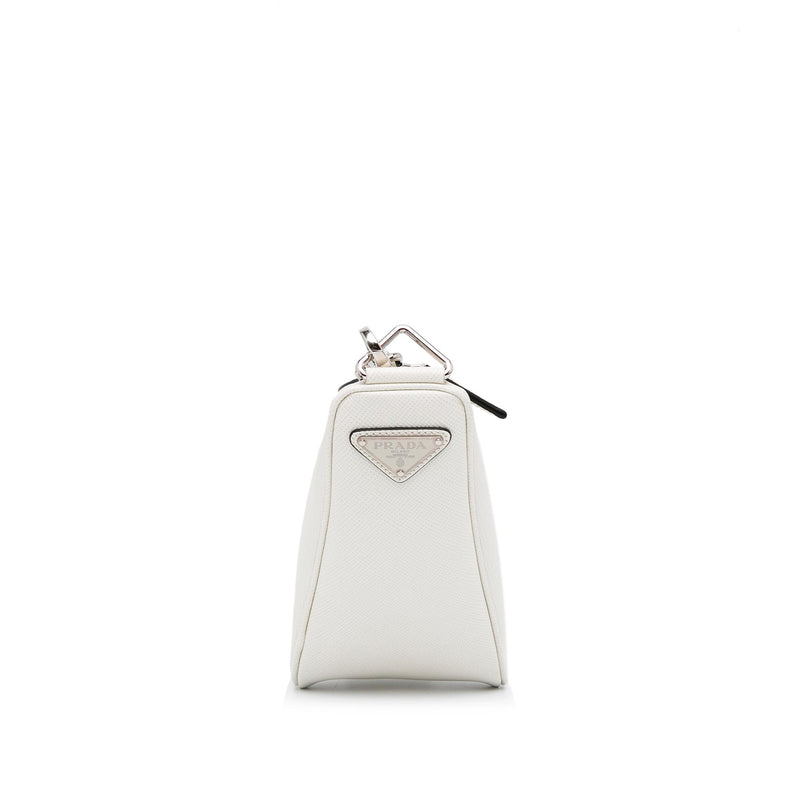 Prada Metallic Silver Saffiano Leather Mini Promenade Crossbody Bag Prada