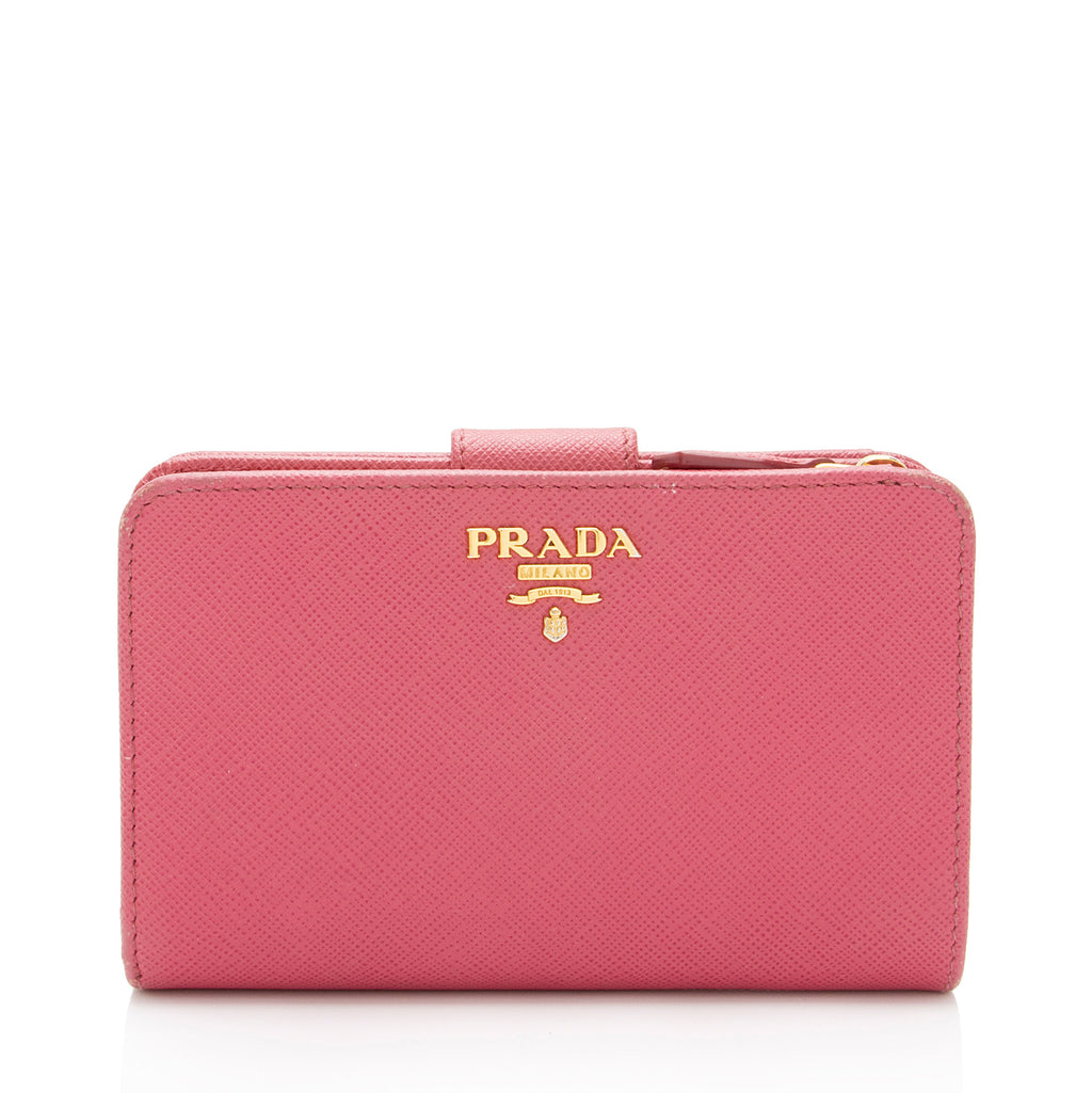 Medium saffiano discount leather wallet prada