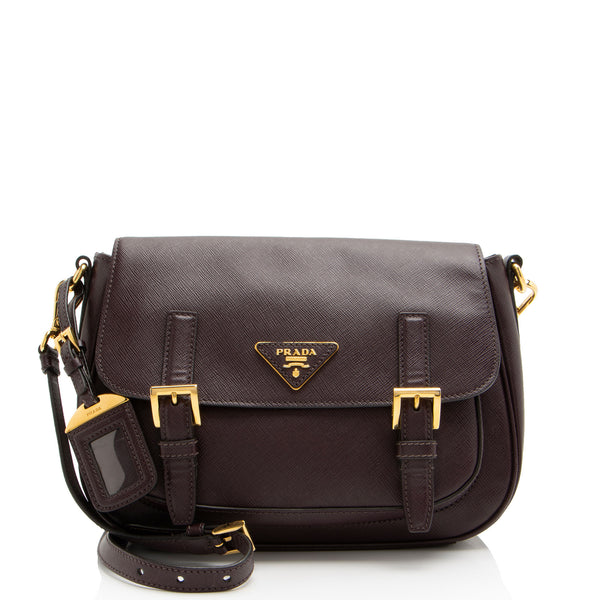 Prada Saffiano Lux Buckle Mini Messenger (SHF-6x5LZh)