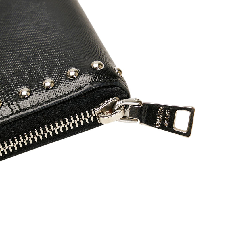 PRADA Studded Saffiano Zippy top Wallet