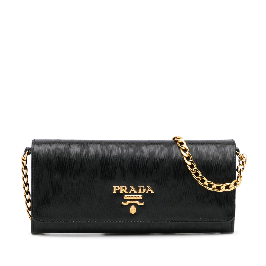 Prada - Bandoliera Tessuto Nylon & Saffiano Leather Black Chain