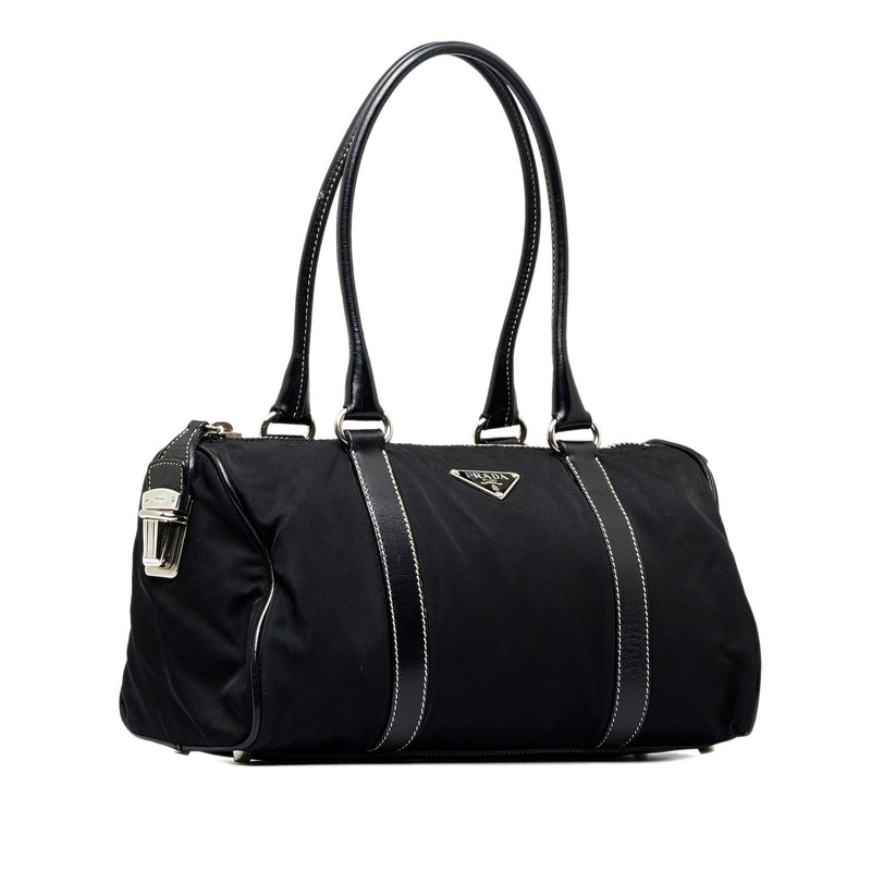 Prada Black Nylon Tessuto Small Boston Bag