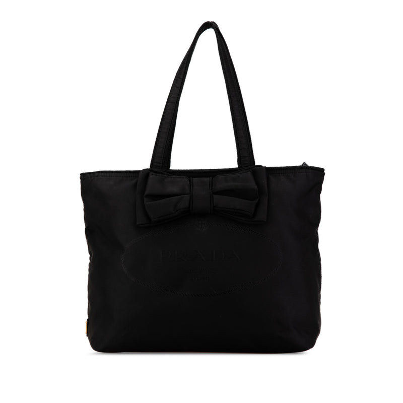 Prada Tessuto Canapa Logo Bow Tote (SHG-CiPXHC)