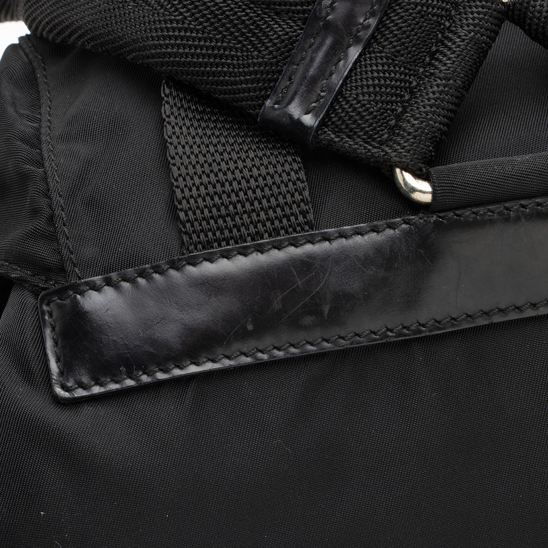 PRADA Tessuto Nylon Vitello Medium Double Bag Black 1227044