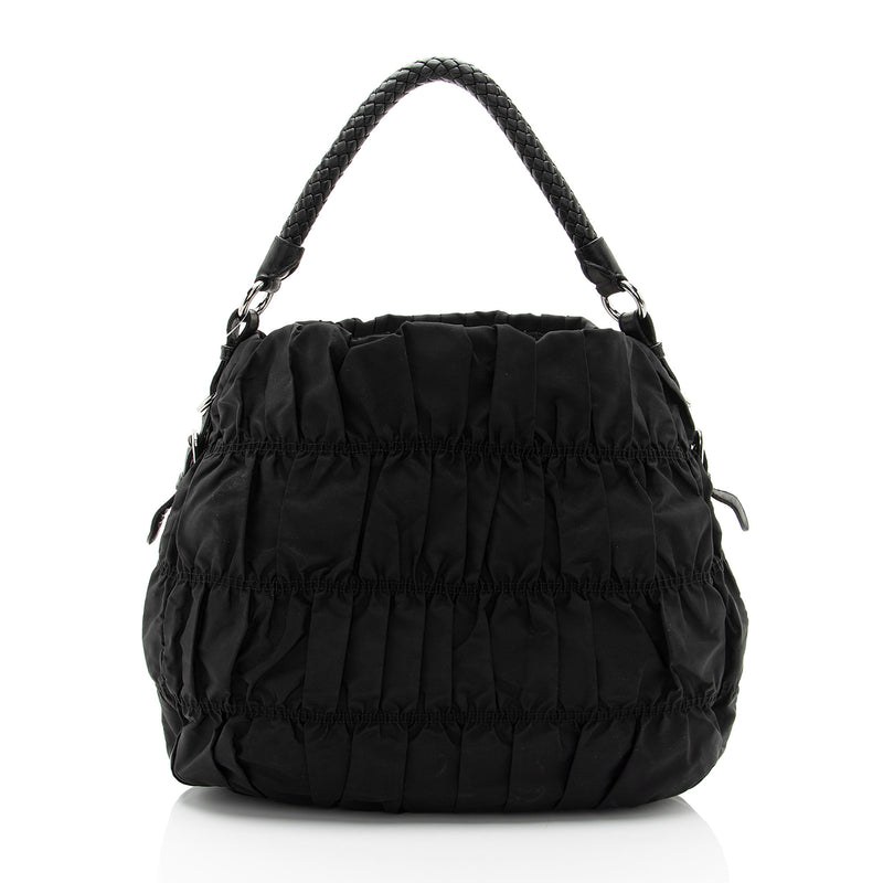 Prada Tessuto Gaufre Braided Hobo (SHF-ZpaUGR)