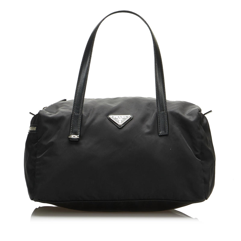 Prada Tessuto Handbag Mini Boston Bag Nylon Leather Khaki