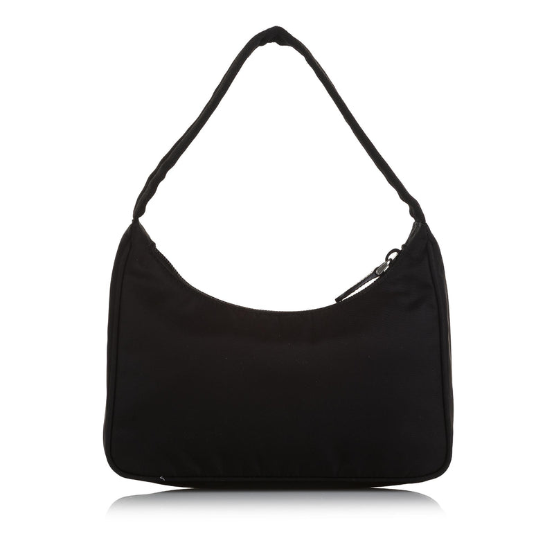 Prada Black Tessuto Nylon Small Baguette Shoulder Bag