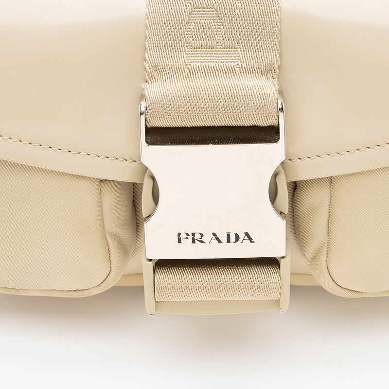 Prada Tessuto Spazzolato Buckle Crossbody (SHF-1NmkGD)