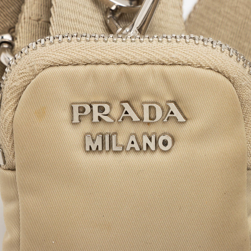 Prada Tessuto Spazzolato Buckle Crossbody (SHF-1NmkGD)