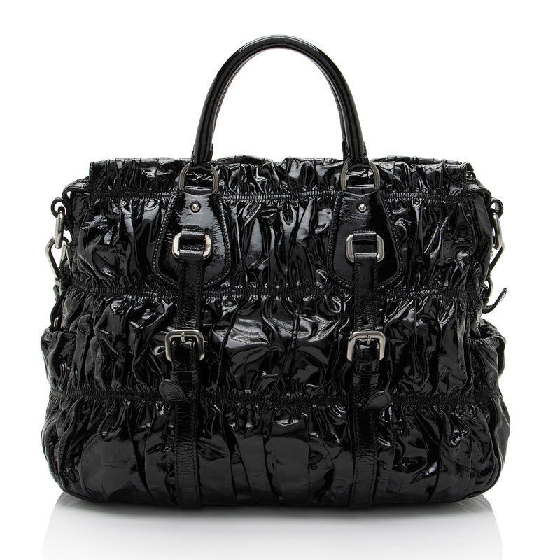 Prada Vernice Gaufre Large Satchel (SHF-m8GuA3)