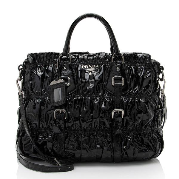 Prada Vernice Gaufre Large Satchel (SHF-m8GuA3)