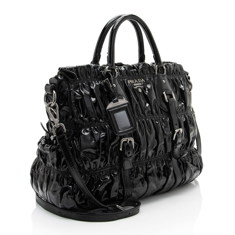 Prada Vernice Gaufre Large Satchel (SHF-m8GuA3)